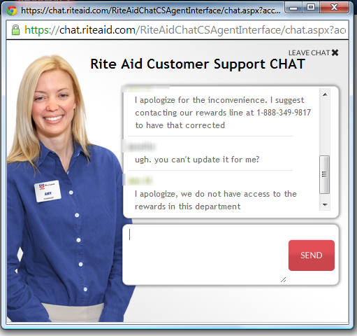 Support-Chat von Rite Aid