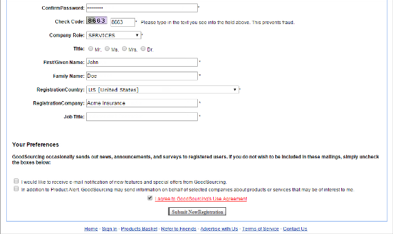 Benachrichtigung von GoodSourcing.com