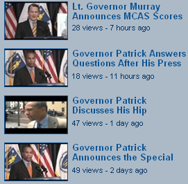 Thumbnails auf der Webseite der Gouverneursverwaltung von Massachusetts