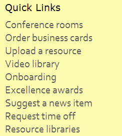 Quicklinks Link-Liste