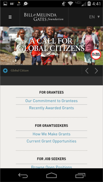 Screenshot Bill &amp; Melinda Gates Foundation Website