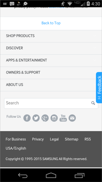Screenshot Samsung.com