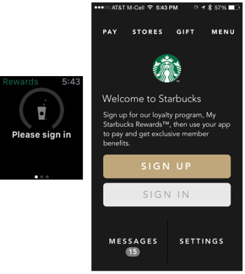 Handoff-Funktion von Starbucks
