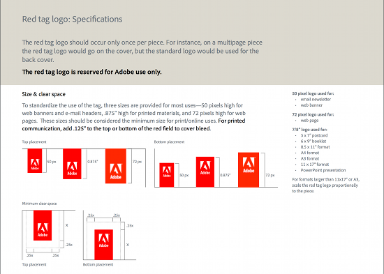 Screenshot Adobe Branding Styleguide