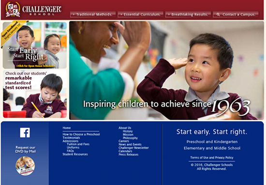 Screenshot Challenger School Website