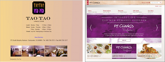 Das Bild zeigt zwei Websites von chinesischen Restaurants