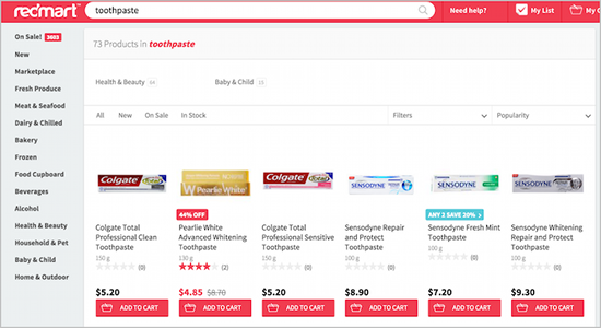 Screenshot Redmart.com